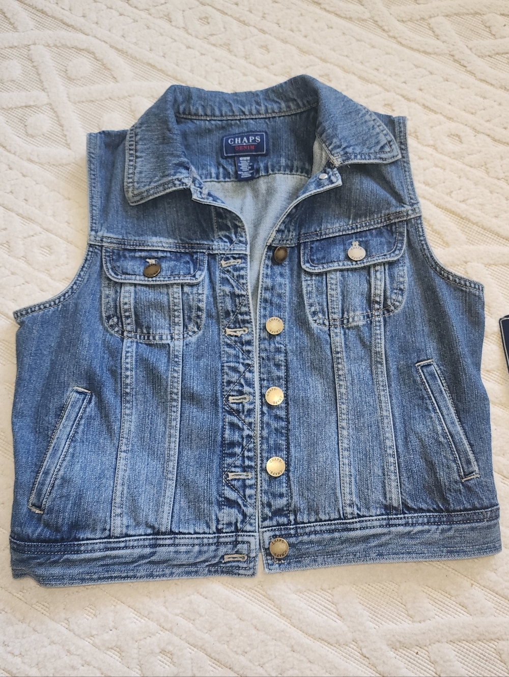 M NWT Chaps/Ralph Lauren Medium Blue Denim Vest Jacket